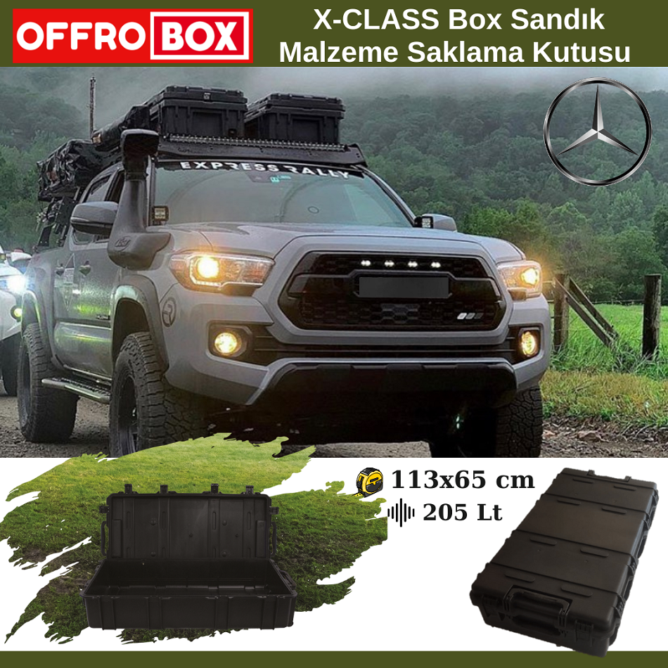 Mercedes X-Class Off Road Box Büyük Saklama Kutusu Off Road Sandık 113x65x28 cm