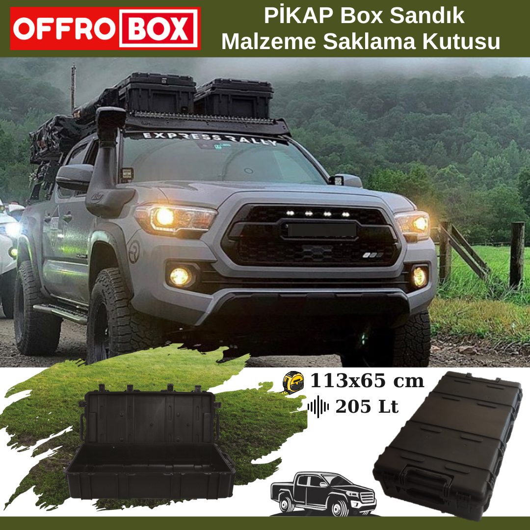Offro Box Büyük Saklama Kutusu Pikap Tavan Sandık 113x65 cm Box