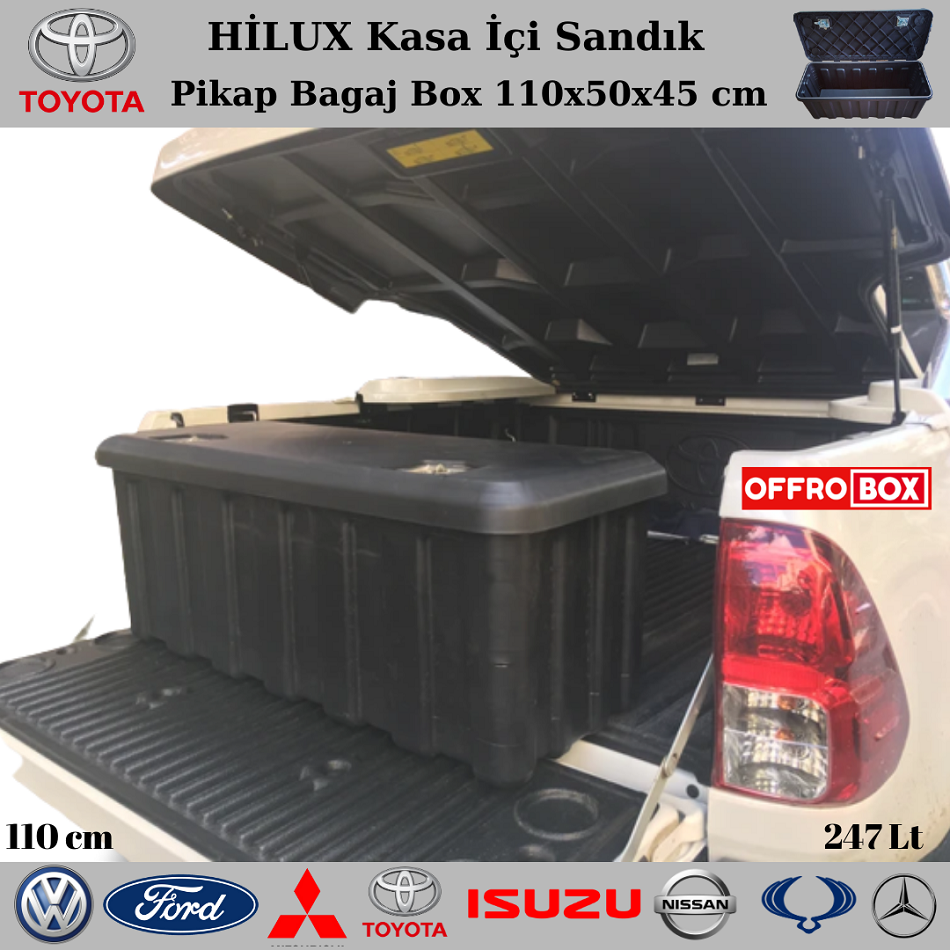 Toyota Hilux Kasa İçi Sandık Bagaj İçi Sandık Hilux Bagaj Box 110x50x45 cm